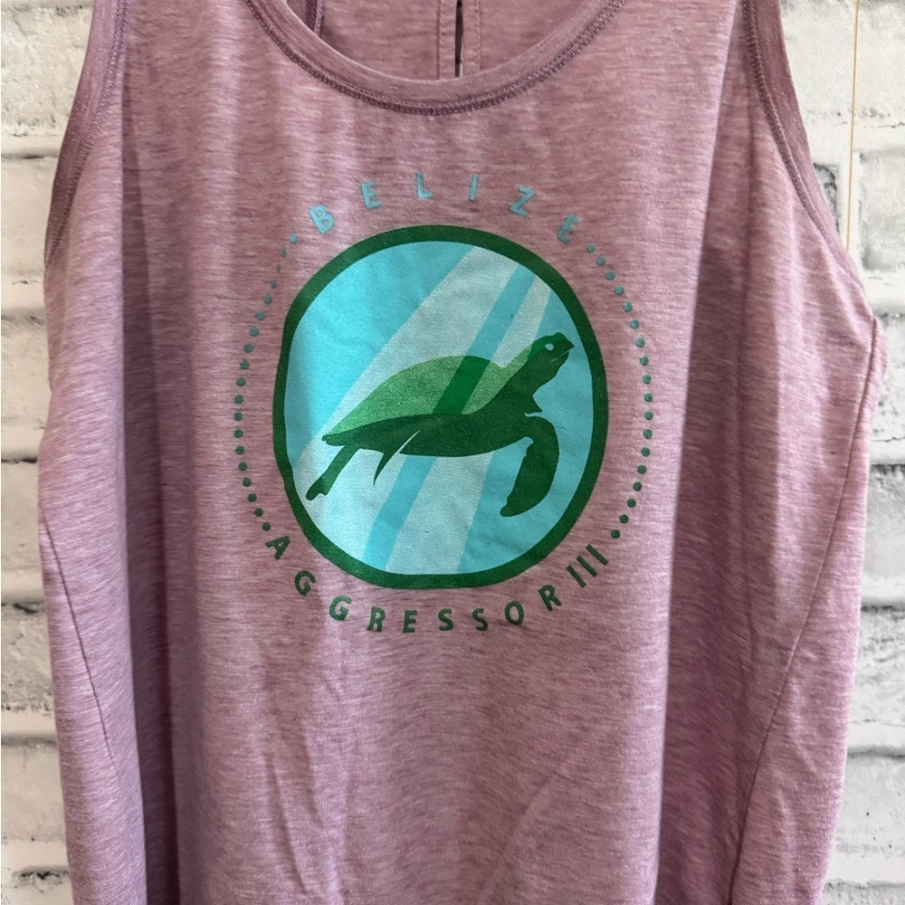 Women’s light purple Belize Aggressor III turtle racerback tank top Small - Picture 2 of 4